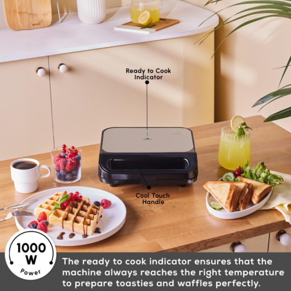 Karaca Tote 2-in-1 Sandwich Toaster & Waffle Maker with Non-Stick